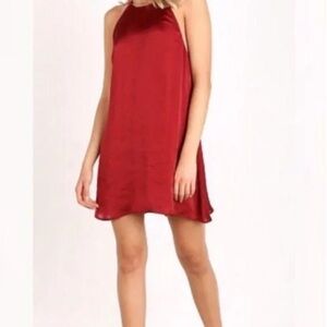 NWT Show Me Your Mumu Dark Red Satin Mini Dress - X-Small